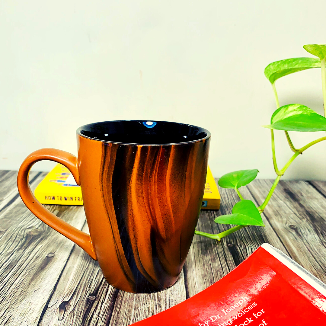 Homefrills Ceramic Hand Crafted-Hand Painted Ceramic Coffee Mug (Brown) Suitable for Coffee, Tea, Juice, Cappuccino, etc. (275ml)
